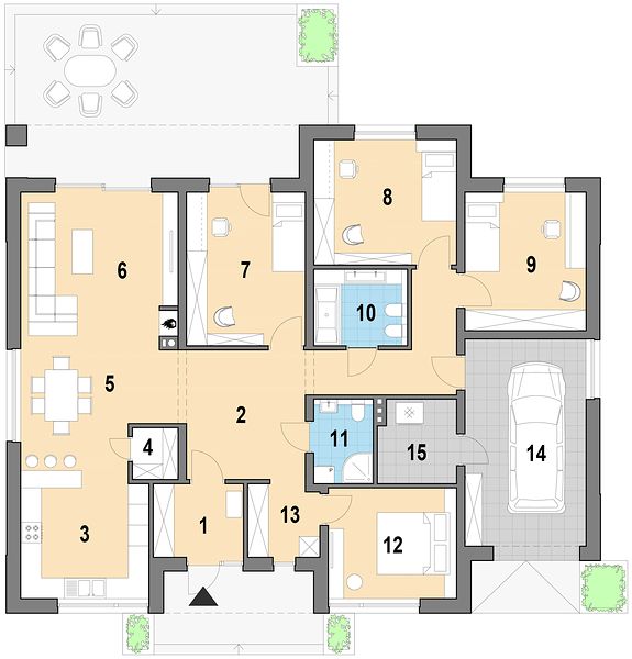 План 1 этажа дома DDD-9739-15 План 1 этажа дома DDD-9739-15