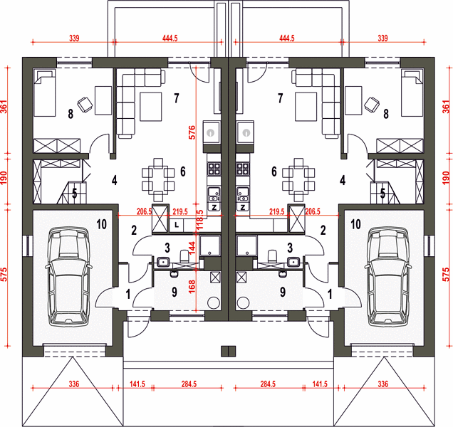 План 1 этажа дома DKA-1569-82 План 1 этажа дома DKA-1569-82